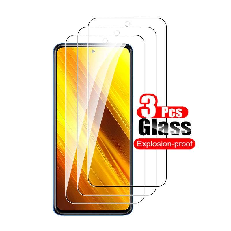 

full coverage tempered glass for xiaomi mi poco x3 pro 3pcs glass for redmi note 9 pro safety screen protect protective film