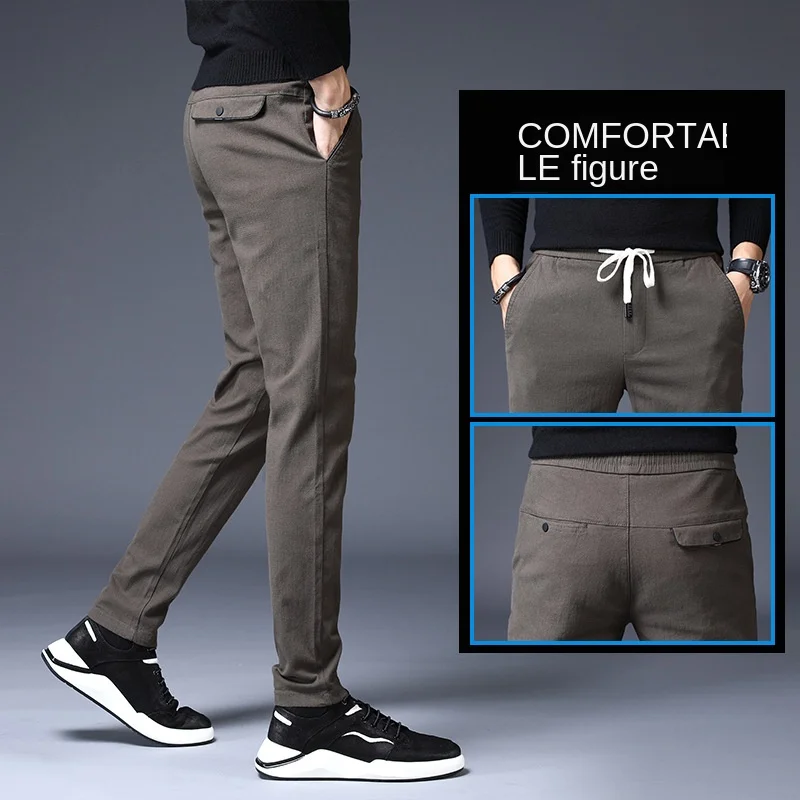 Мужские повседневные брюки hombres хлопковые облегающие модные деловые для мужчин