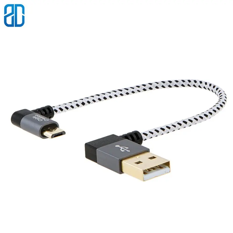 Кабель с углом 90 градусов USB 2 0 от A до Micro B двойной угловой короткий кабель