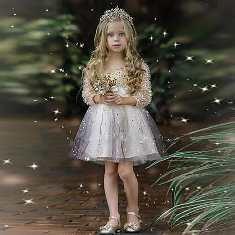 Платье-пачка для девочек вечернее с блестками на Возраст 3-12 лет 2020 | Детская