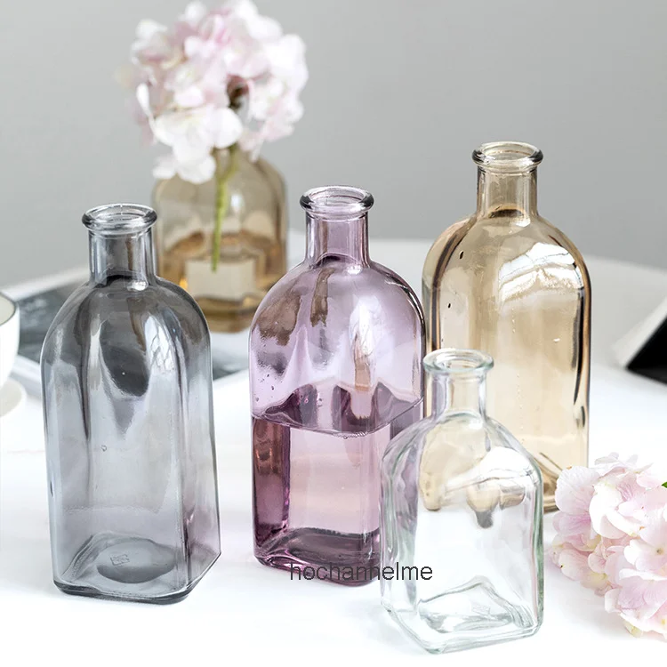 

Colorful Glass Vase Transparent Simple Glass Bottle Table Crafts Ornaments Home Decoration Accessories Flower Vases For Homes