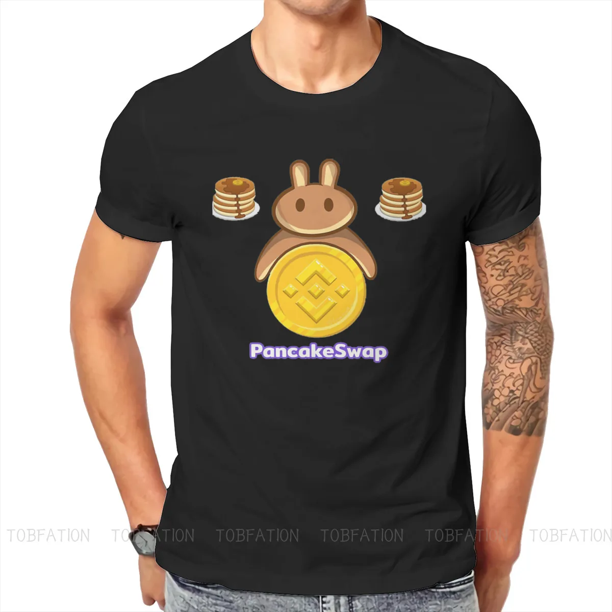 

Cryptocurrency Miner Pancake Swap Bunny T Shirt Vintage Teenager Gothic High Quality Tshirt Loose Crewneck Men Clothing