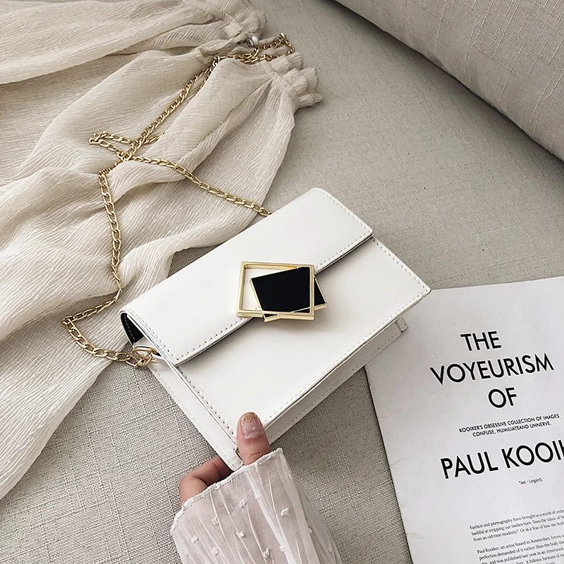 Модная маленькая сумка через плечо для женщин 2019 мини из искусственной кожи на одно мессенджер с цепочкой