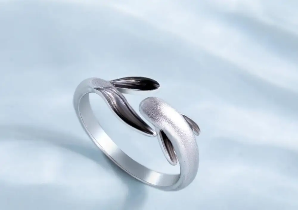 male rings Thaya S925 Sterling Silver Ring Lively Meandering Fish High Quality Jewelry Rings For Women Lovers Gift - Цвет камня: male rings