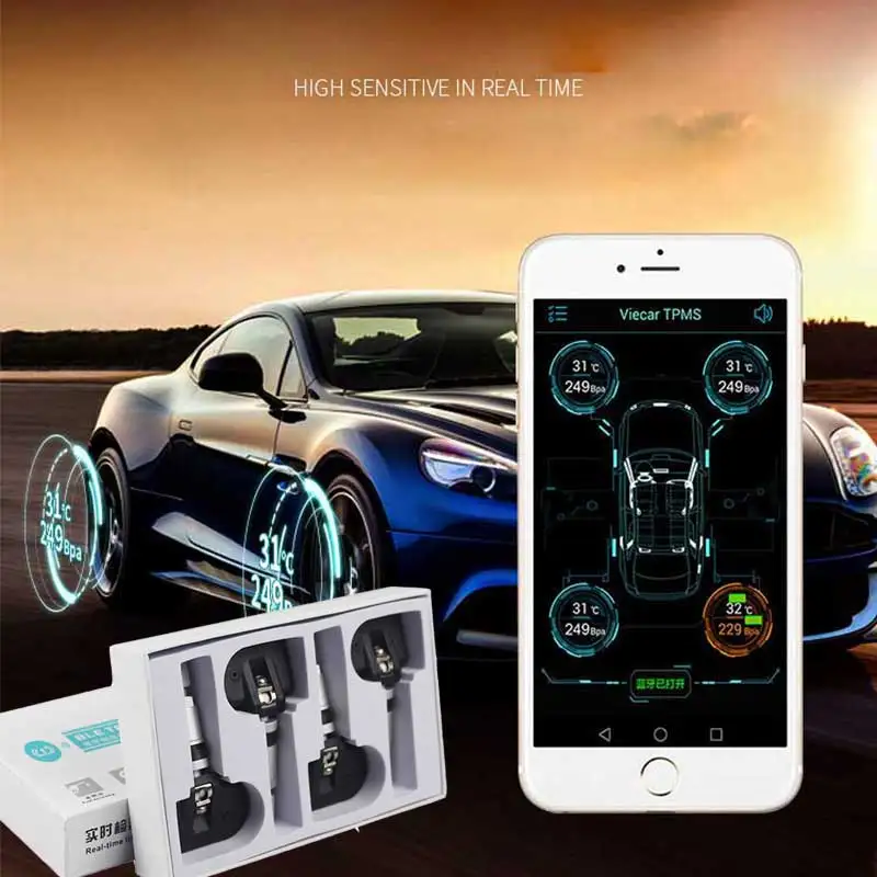 Датчик сигнализации в режиме реального времени Presion Neumaticos Android APP Bluetooth 4,0 контроль давления в шинах TPMS дисплей 4 внешнего датчика