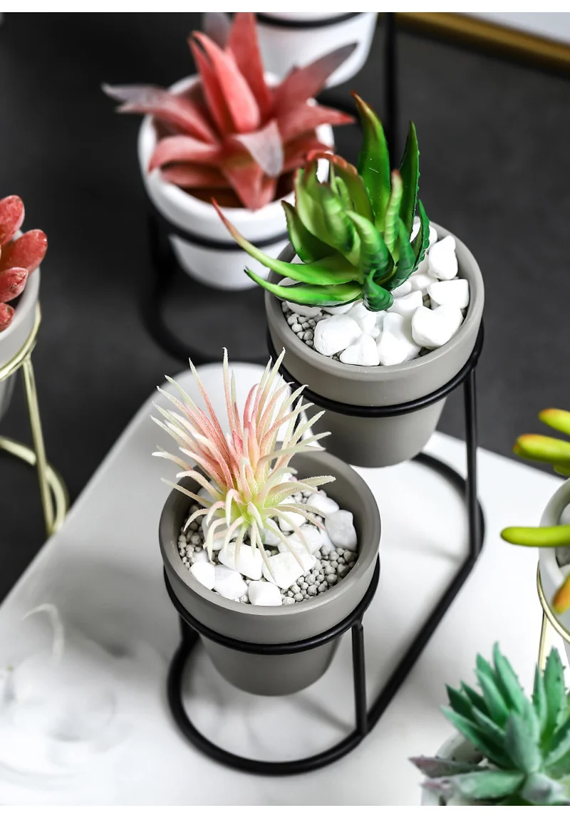 Новые керамические кастрюли современные маленькие цветочные горшки с золотыми