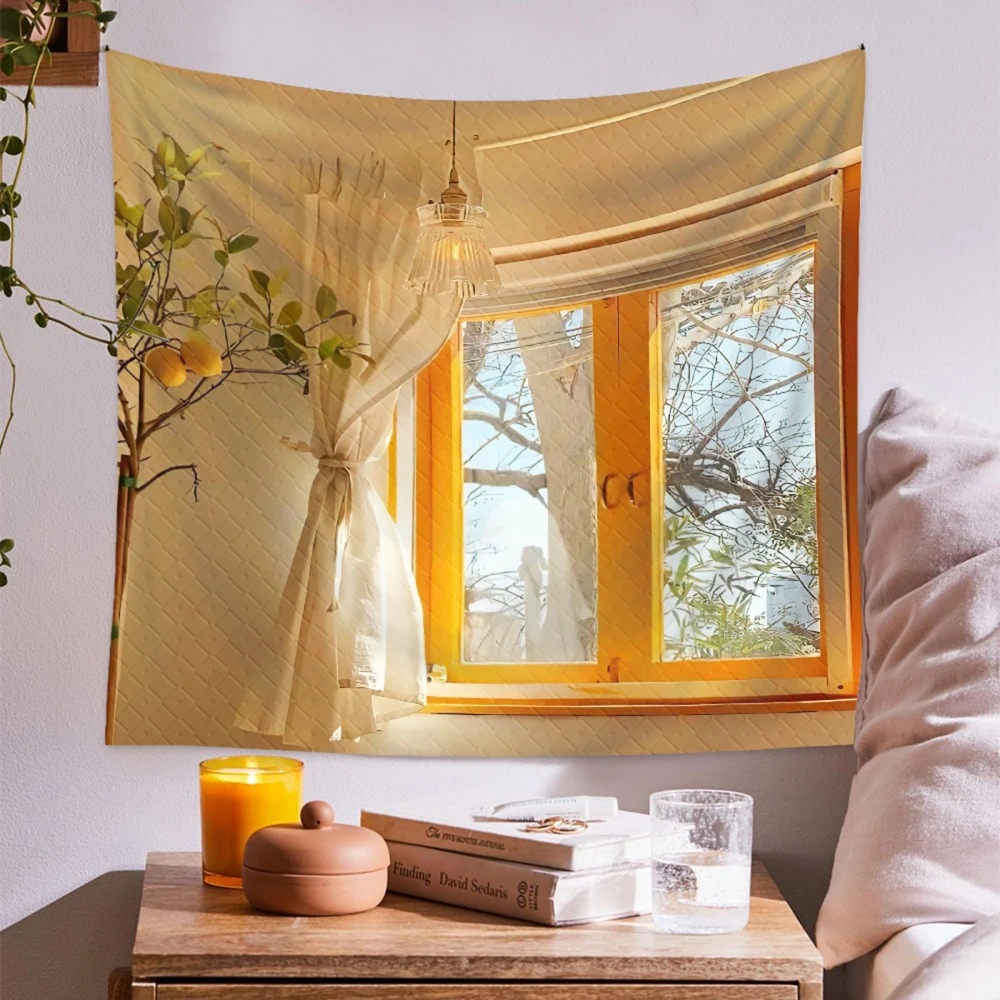 Настенная художественная тканевая занавеска закат светящийся гобелен