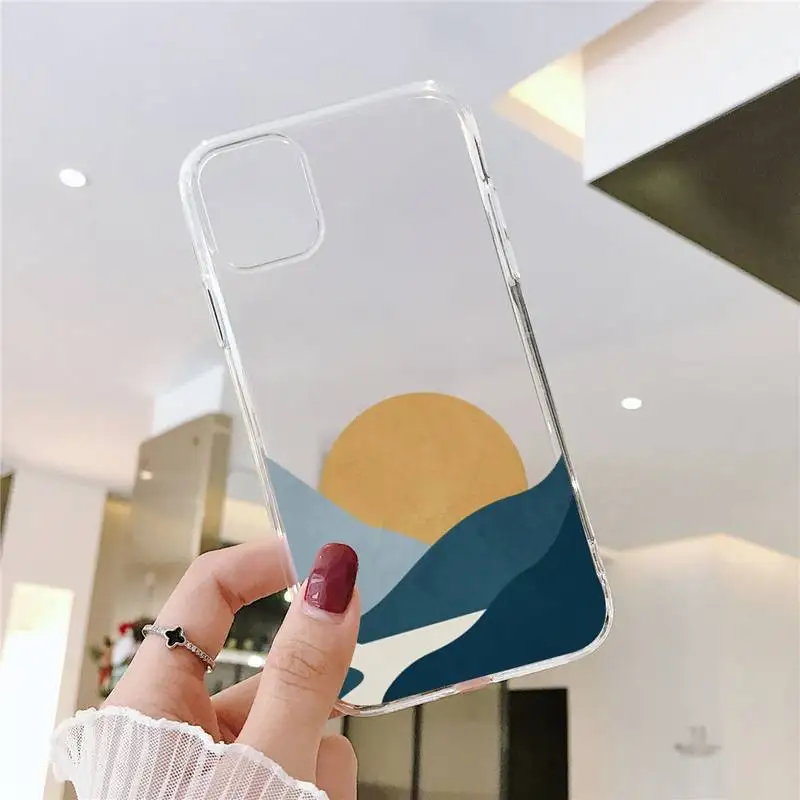 

Abstract art highway landscape Phone Case Transparent for iPhone 6 7 8 11 12 s mini pro X XS XR MAX Plus SE cover funda