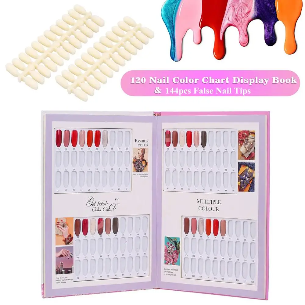 

Double-Sided 36/48/60/80/120 Color Nail Gel Polish Card Embedded Professional Model Nail Display Book Nail Tips Salon Show Tools