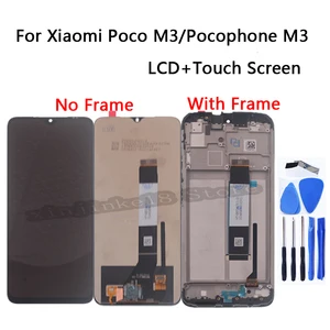 6 53 “ original display for xiaomi poco m3 lcd display screen replacement for pocophone m3 m2010j19cg with frame phone parts free global shipp