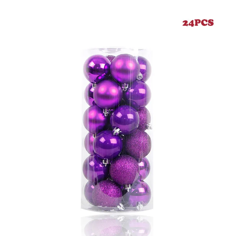 Purple 24 шт./партия, цветные рождественские шары 3-4-6-8 см, блестящие шары для рождественской елки, украшение для дома, украшение для бара и вечеринки - Цвет: Purple