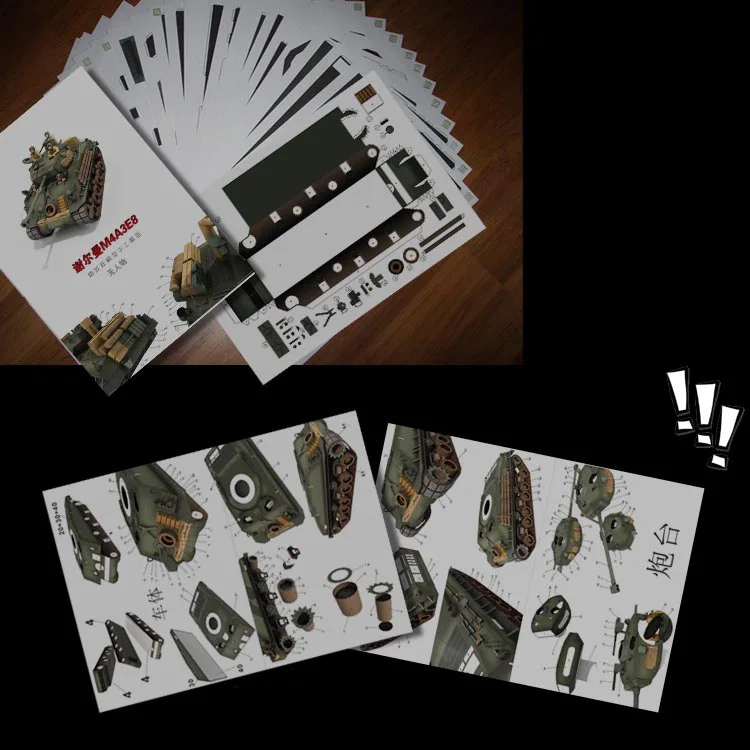 

For Fury Sherman M4A3E8 Medium Tank 3d Paper Model Stereo Hand-made Drawings1:30 Scale Military Tank Toys for Children Adults