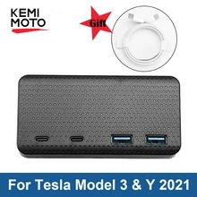 Charger Extender Car Type-C Speed Max USB 3.0 Hub For Tesla Model 3 & Y 2021 23W Phone Splitter  USB Ports Car Accessories