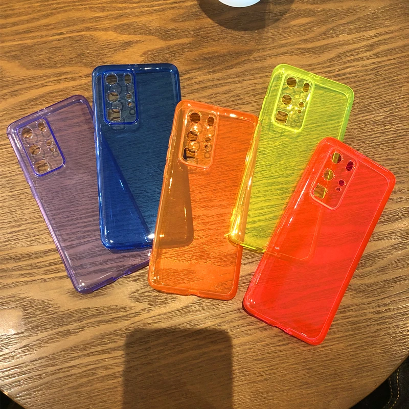 Флуоресцентный цветной Мягкий чехол из ТПУ для телефона Huawei P40 P30 P20 Mate 30 Honor V30 20 Nova