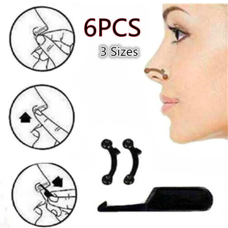 

BestP 6pcs 1 Set Nose Up No Pain Narrowed 3 Sizes Lift Lifting Shaping Clip Clipper Shaper Lifting Bridge Shaper Massage Tool