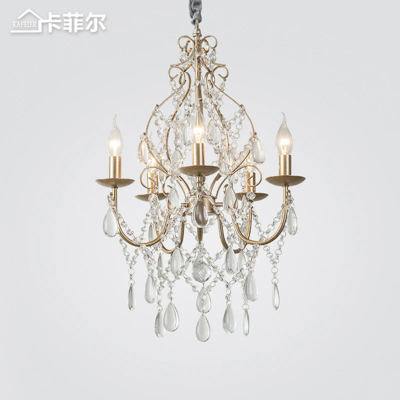 

American country chandelier restaurant lamp bedroom cloakroom cloakroom silver crystal lamp clothing store creative lamps