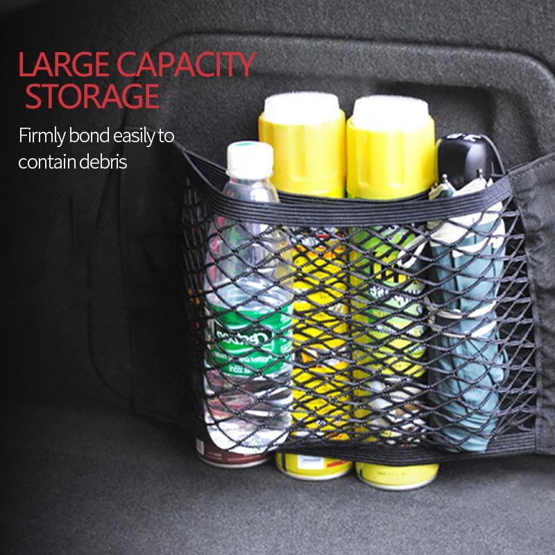 Trunk Mesh Organizer For Car Storage Net Seat Back Pocket Universal Bag Auto Magic Tape Network Interior Accessories | Автомобили и