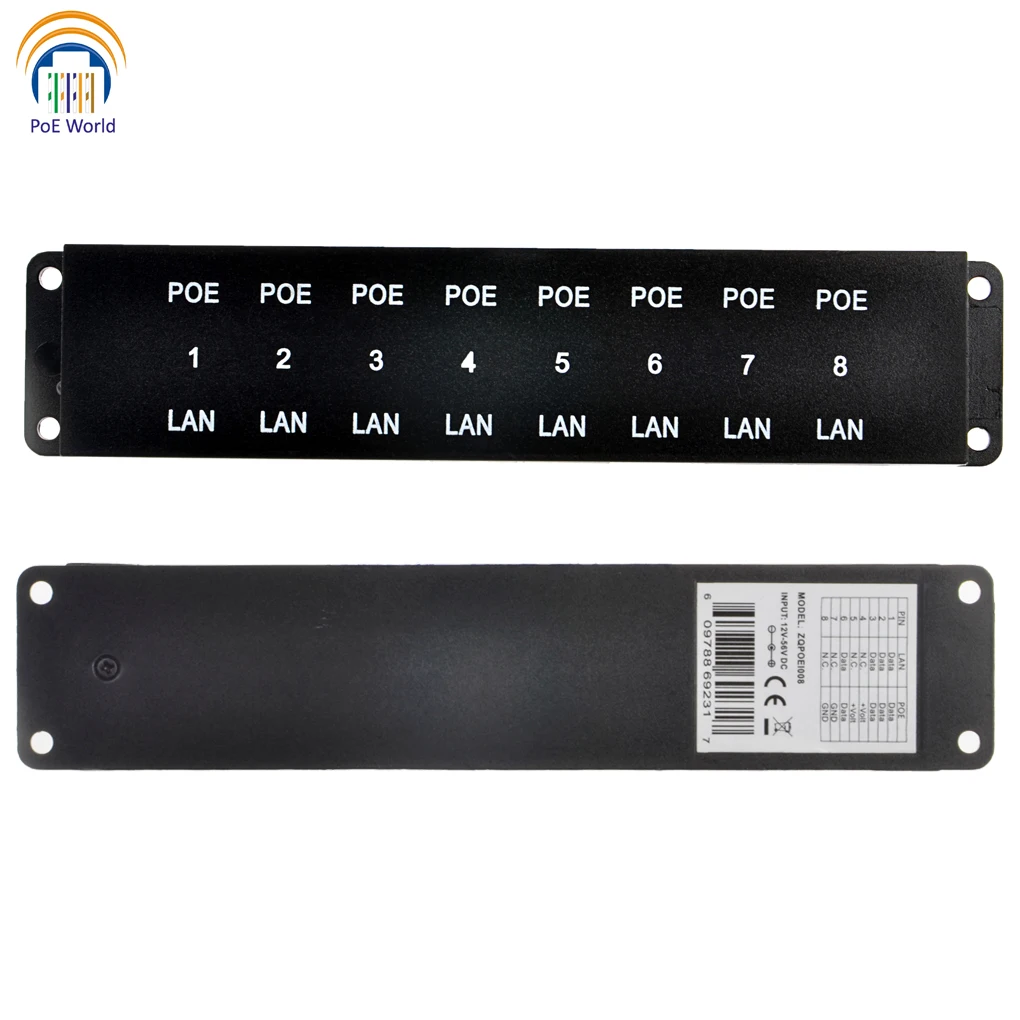 Passive PoE Injector 8 Port 48V 24V Patch Panel Ethernet Connector Adapter Add Power over To Any Switch MikroTik | Безопасность и