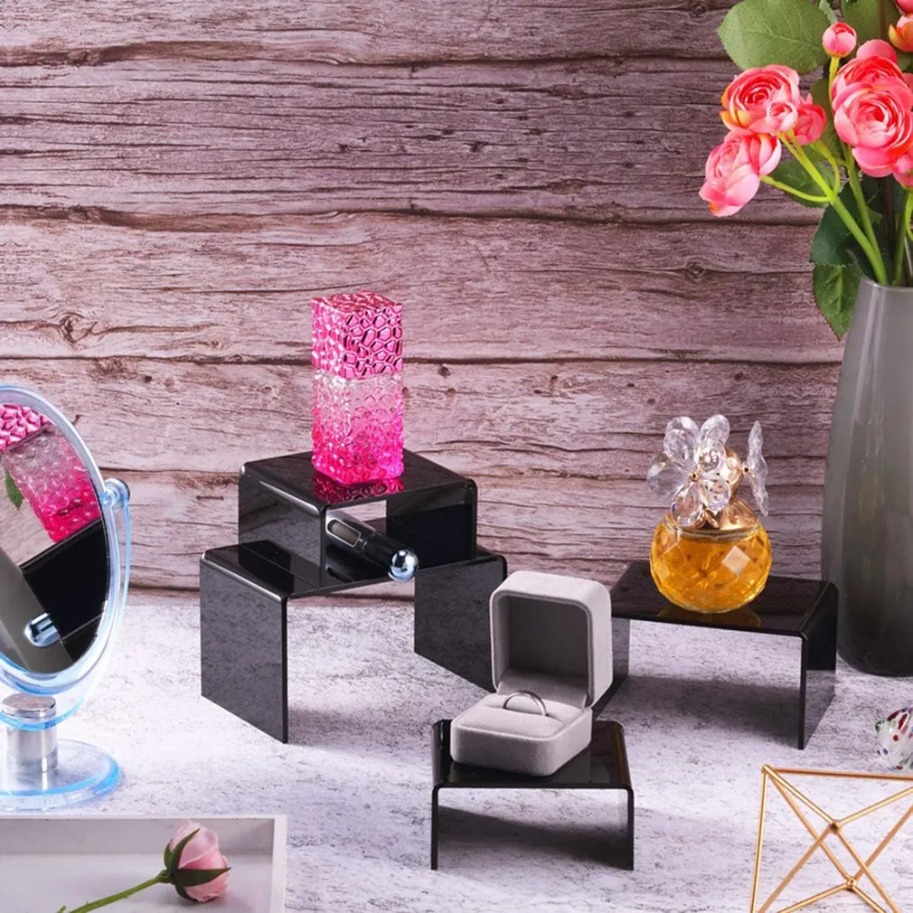 3 PCS Acrylic Display Riser Transparent Jewelry Risers Showcase Set Square Stand Storage Shelf | Дом и сад