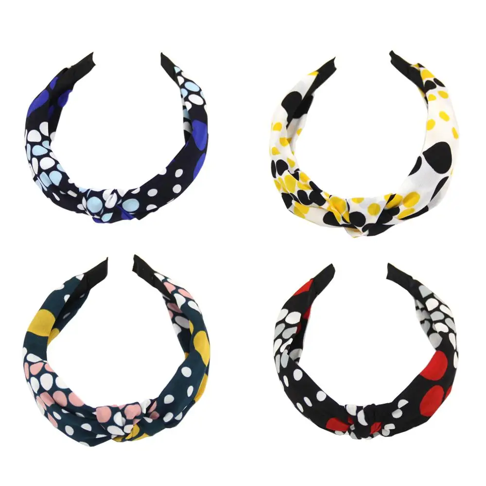 разноцветные повязки для волос в горошек