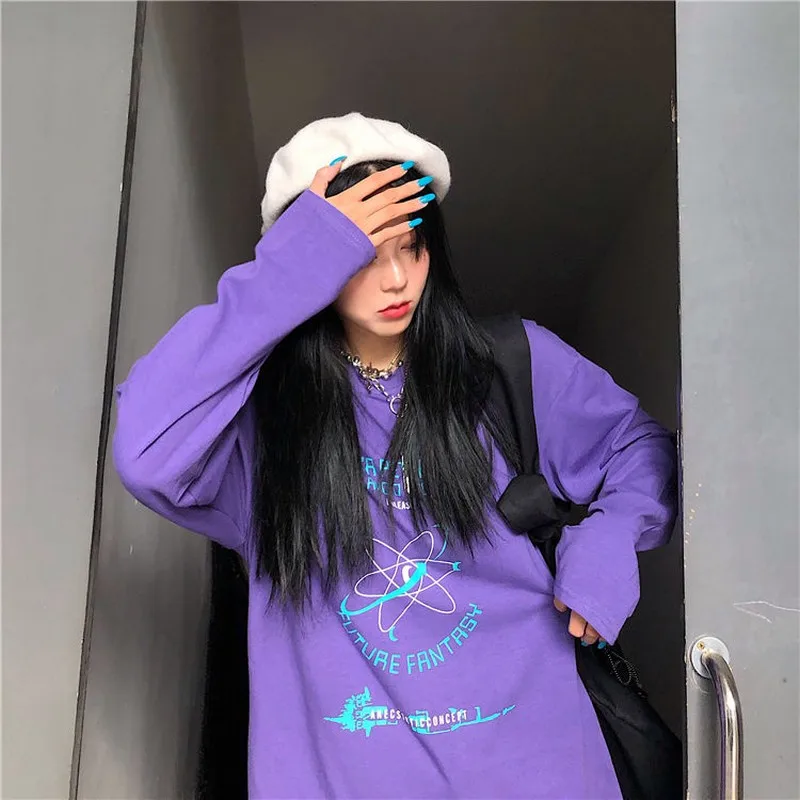 Фиолетовый Цвет рубашка с длинным рукавом в Корейском стиле для женщин Сезон