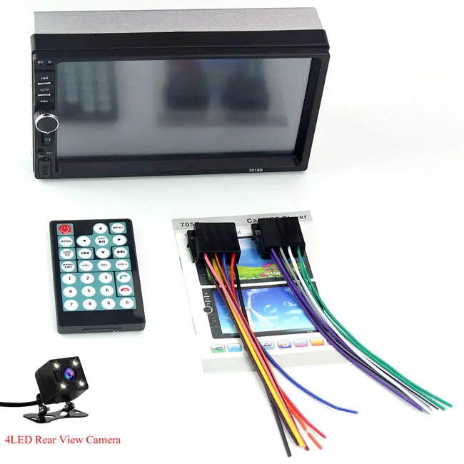 A player-4led camera 2din Автомагнитола " HD Авторадио мультимедийный плеер 2 DIN сенсорный экран Авто аудио стерео MP5 Bluetooth USB TF FM камера 7018B - Цвет: A player-4led camera