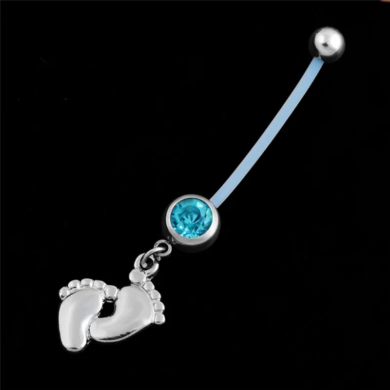 

Fashion Surgical Steel Women Pregnant Belly Button Rings Navels Piercing Dangle Baby Feets Piercings Body Jewelry