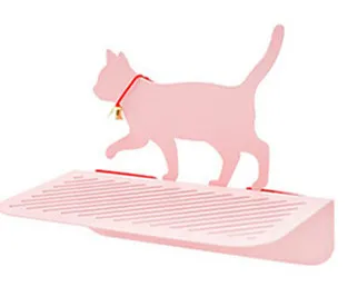 Pink Настенные стеллажи в форме кошки из кованого железа для хранения, кухонные, для ванной, бесследные настенные Стикеры, подвесные декоративные держатели для хранения - Цвет: Pink