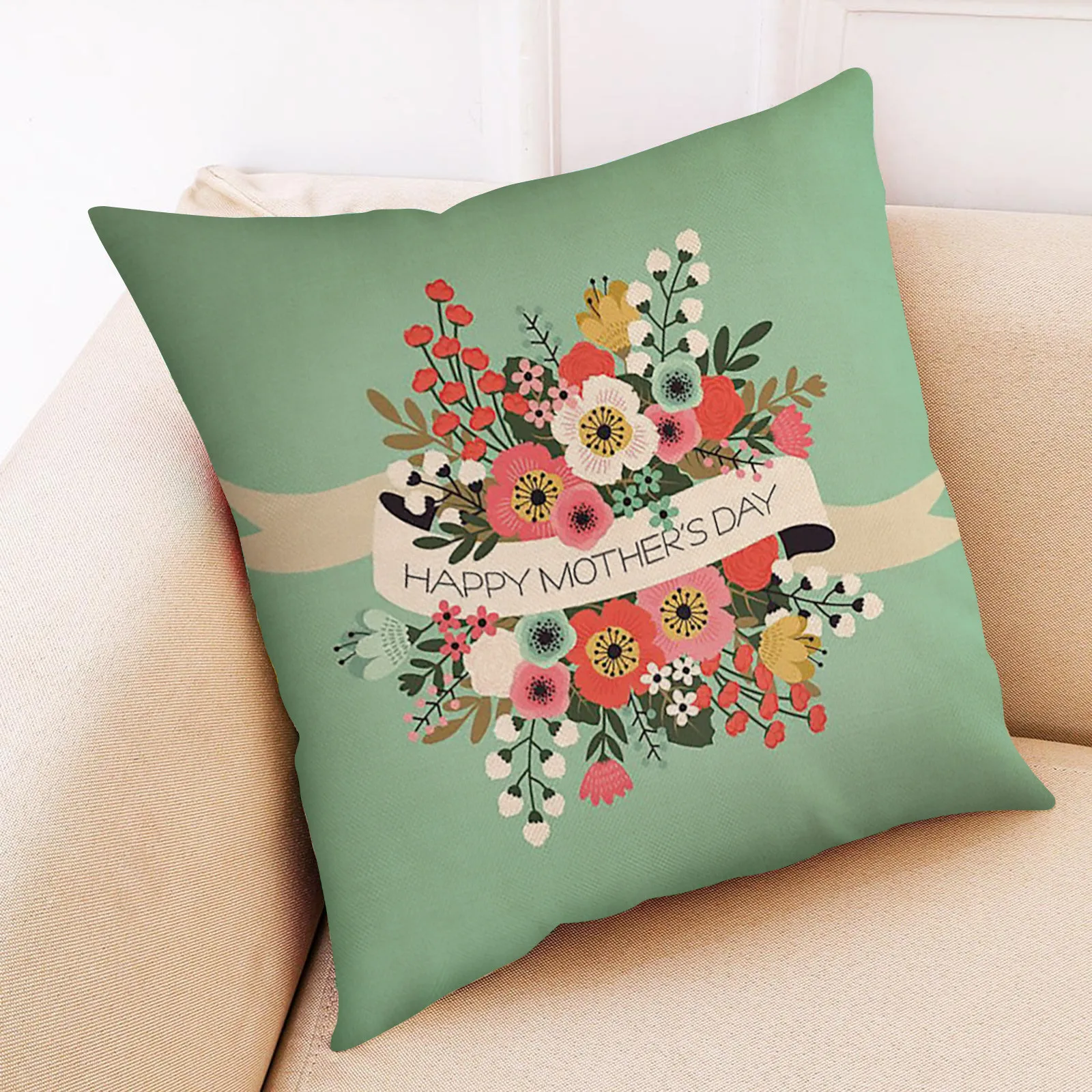 

Mother's Day Flowers Plants Print Pillow Cover Linen Sofa Cushion Cover Home Decor Pillow Case Print Cushions Livingroom Decorat