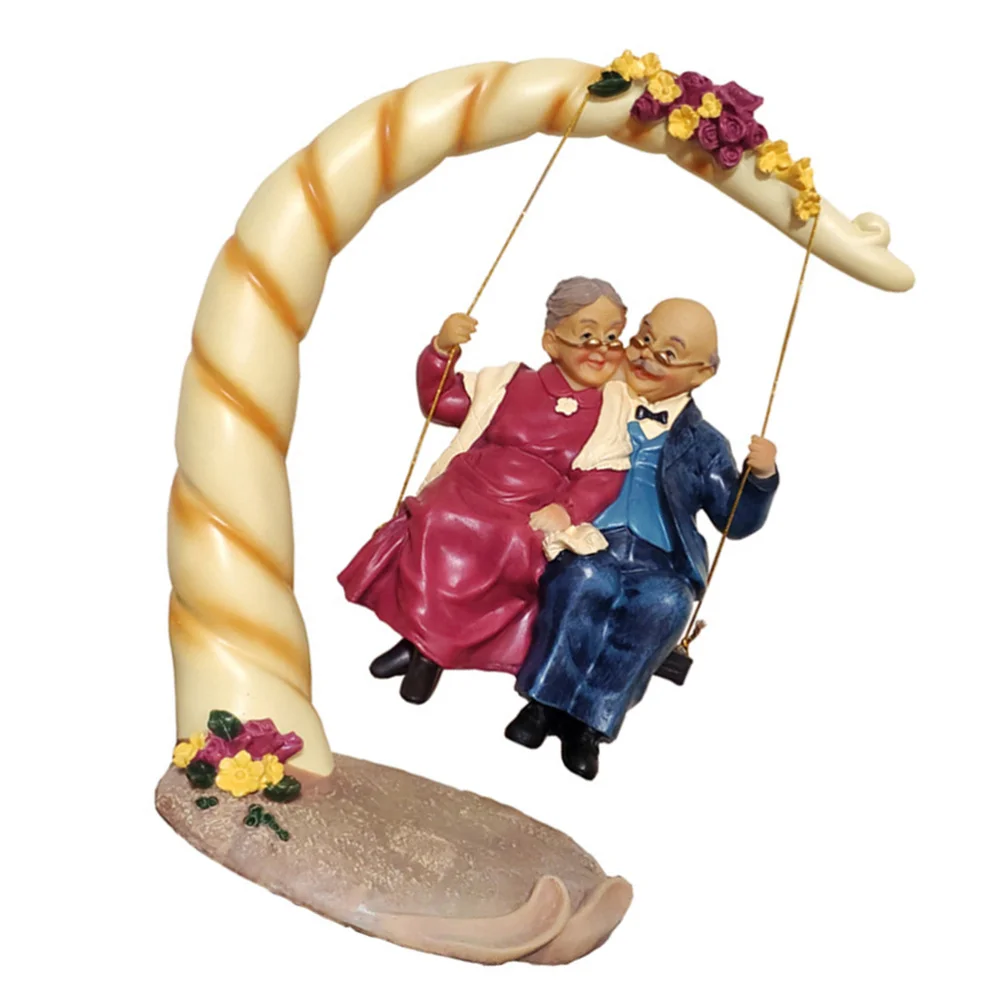 

1pc Elderly Lovers Figurines Couple Doll Statue Home Adornment Desktop Ornament