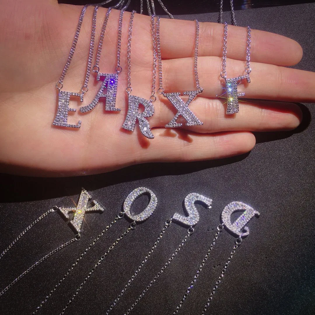 26 ожерелье с буквами циркониевое Кристальное сверкающее подвеской в виде