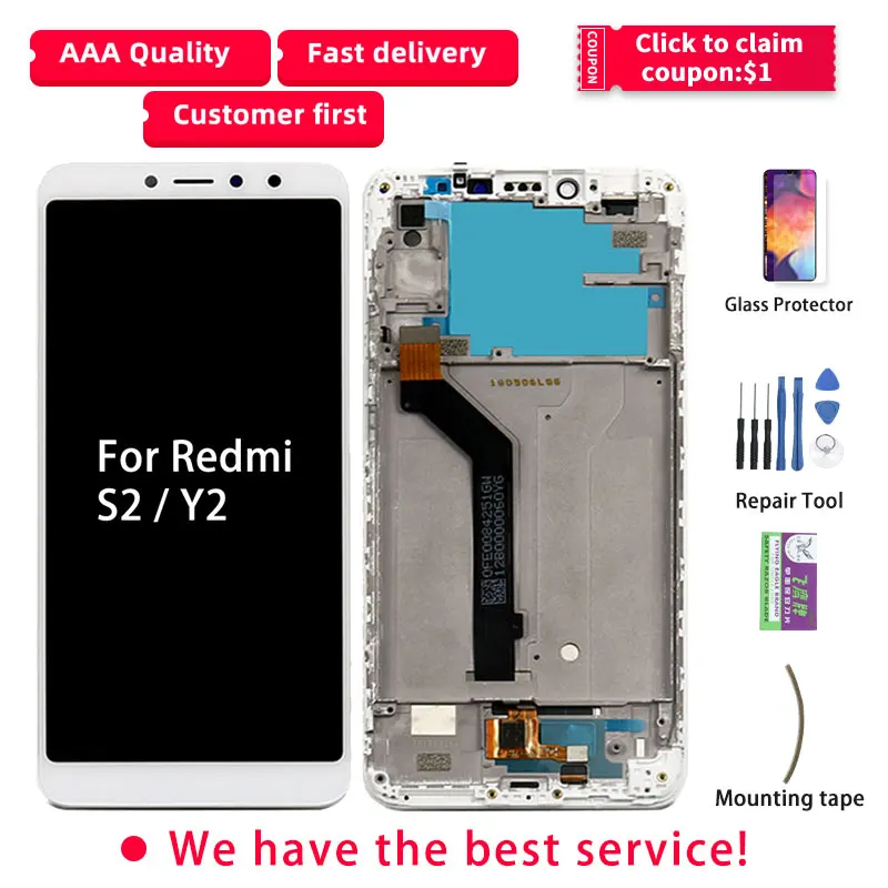 LCD For Xiaomi Redmi Y2 Display Touch Screen With Frame Assembly Digitizer Black White | Мобильные телефоны и аксессуары