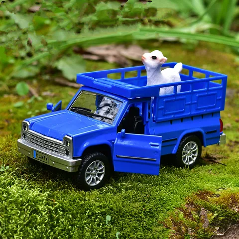 1:32 модель грузовика для перевозки животных из сплава, имитация звука светильник, игрушечный пикап, 2 открывающиеся двери, бесплатная доставка