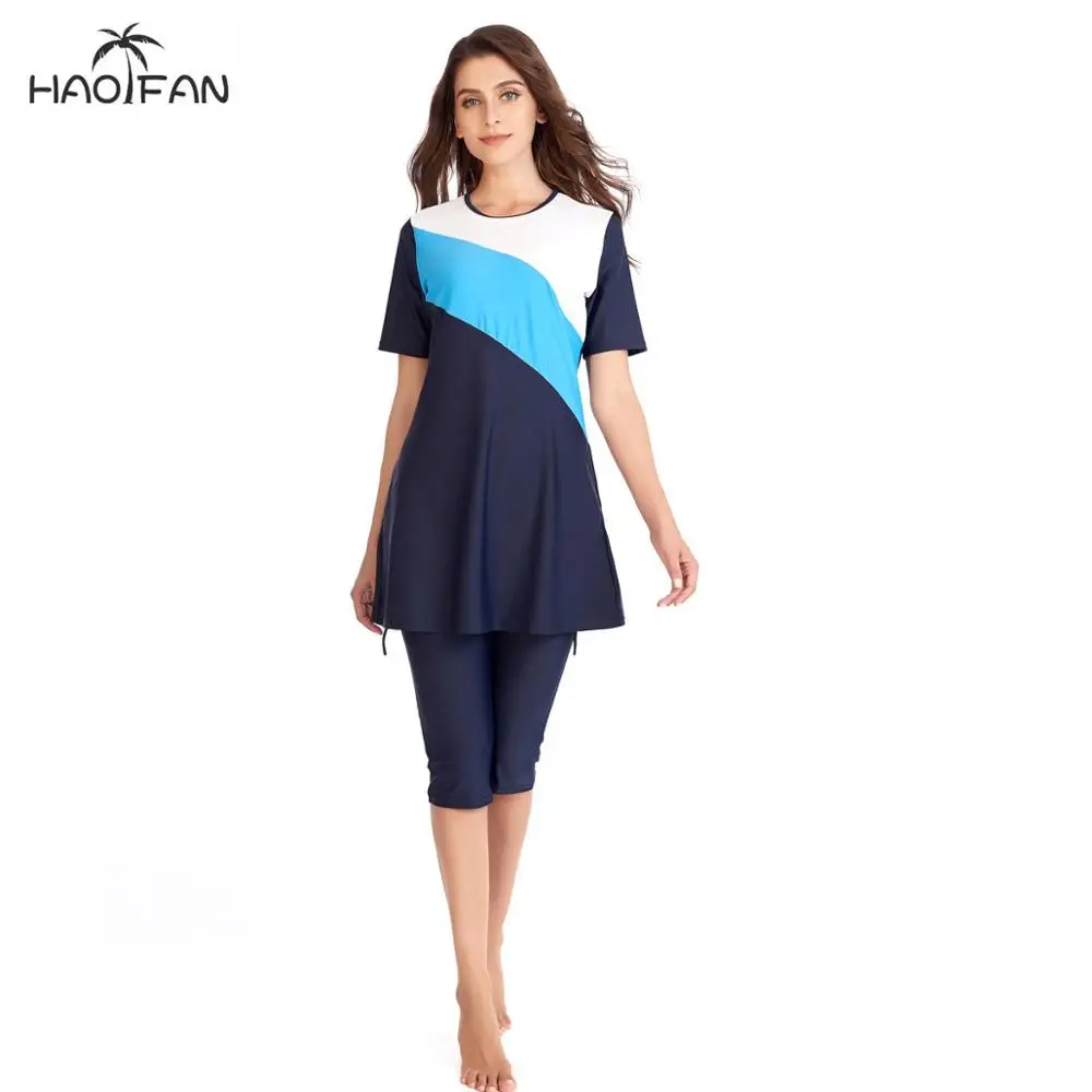 

HAOFAN 2020 женские Lslam хиджаб короткий рукав купальники женские купальники исламский купальная одежда размера плюс исламский мусульманский ку...