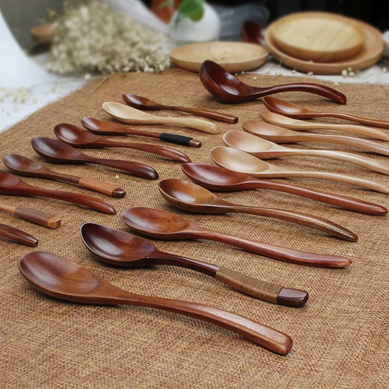 Hot Sale Wooden Milk Honey Soup Spoon Solid Wood Long Handle Tableware Teaspoon Coffee Stir Stick Kitchen Accessories Sets | Дом и сад