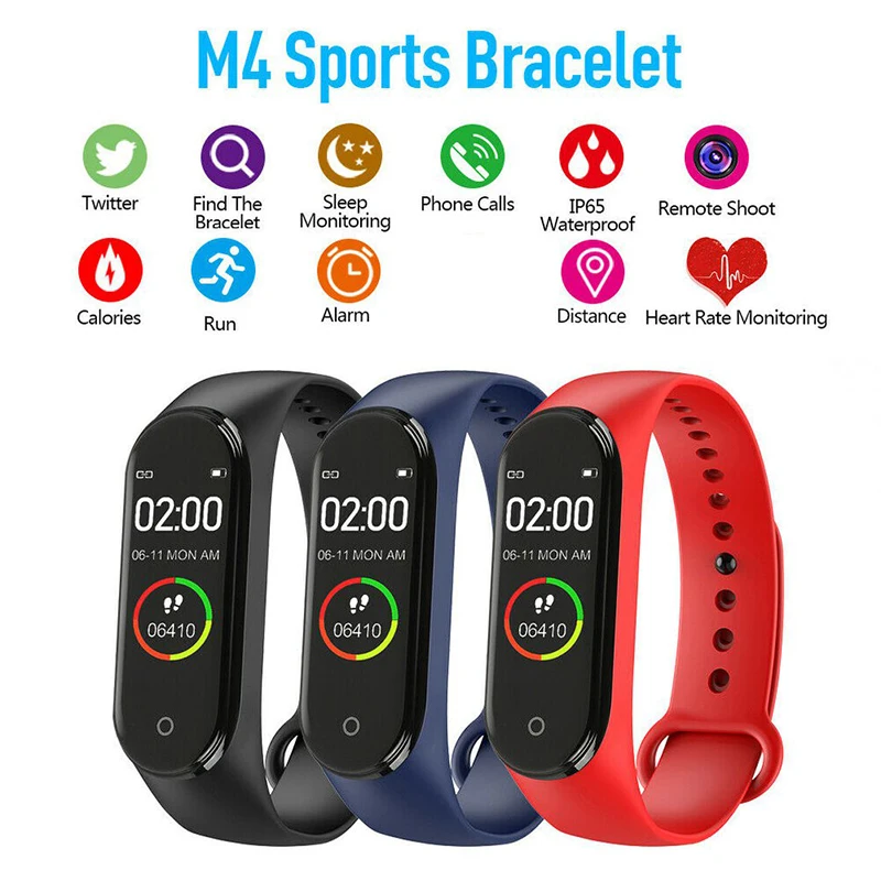 

M4 Smart Digital Watch Bracelet for Child Women with Heart Rate Monitoring Running Pedometer Colour Counter Health Sport Tracker