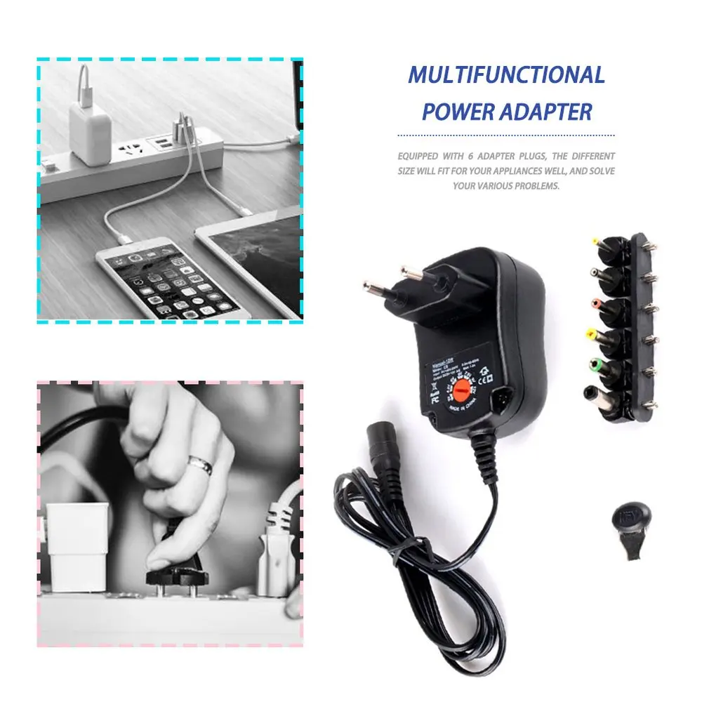 

3-12V 12W 1.2A AC/DC Power Supply Adaptor Universal Charger Adaptor with 6 Plugs Adjustable Regulated Power Adapter Dropshipping