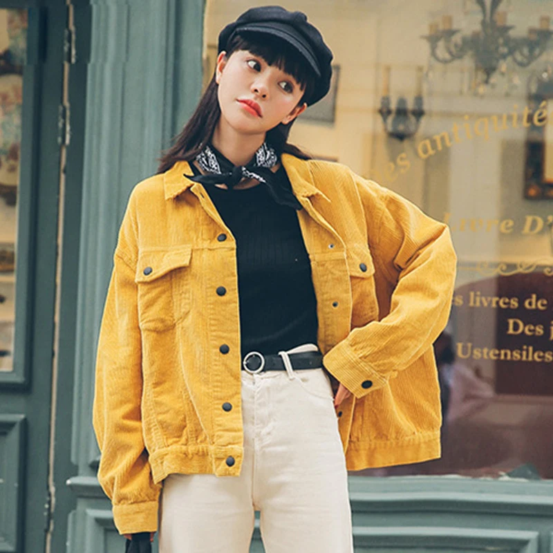 Sllsky Новинка 2021 Женская куртка-бомбер с карманами хлопковая Вельветовая куртка