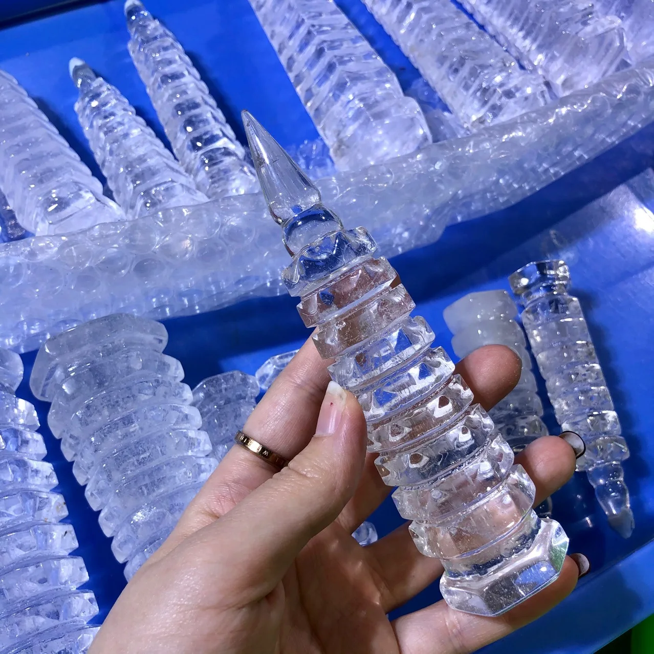 

Natural Crystal Carving Wenchang Pagoda Feng Shui Home Decoration Crafts