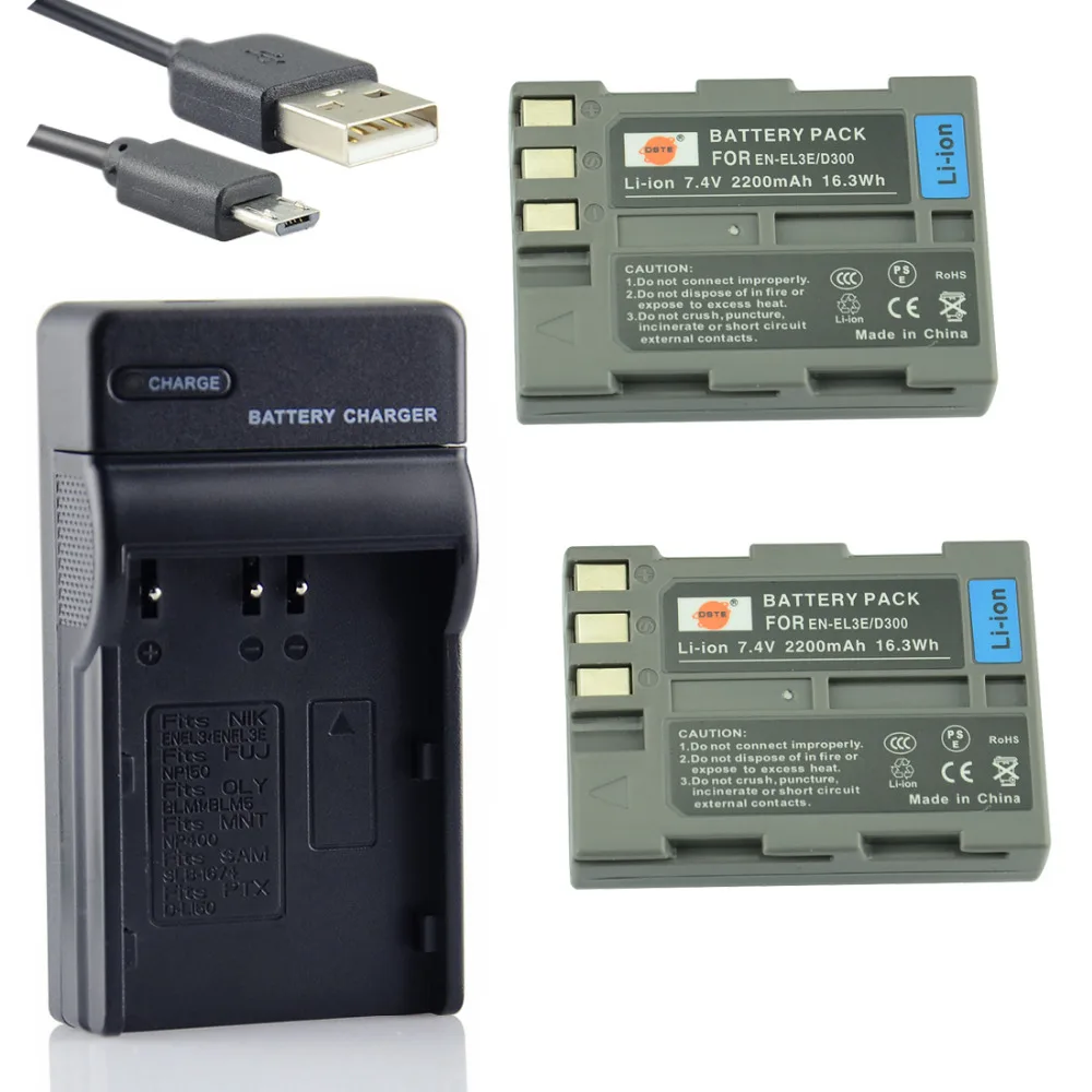 3 шт. 2200 мАч 7 4 V DSTE EN-EL3E ENEL3 D300 цифровой аккумулятор DSLR 1 * Зарядное устройство для Nikon