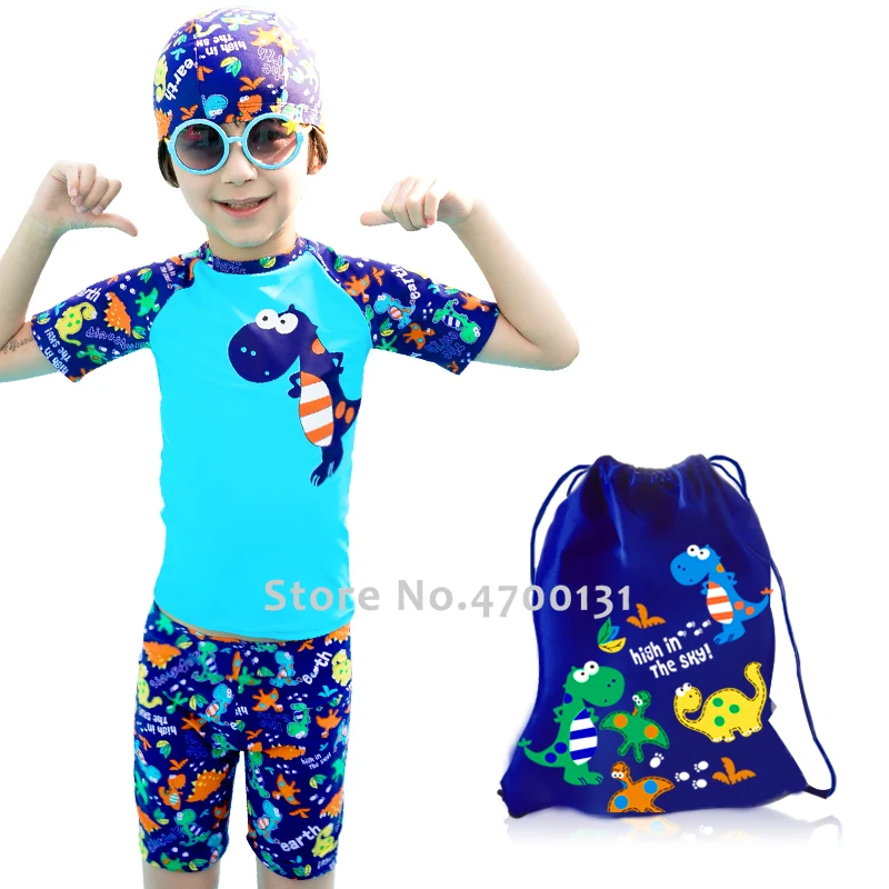 Детский купальный костюм с динозавром из мультфильма для мальчиков защитой от