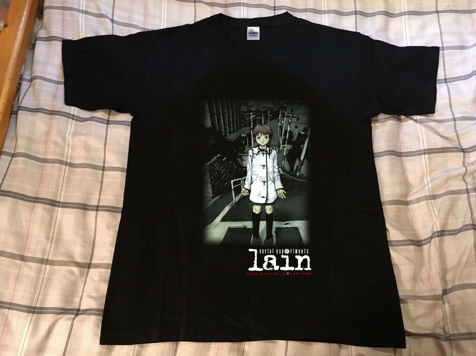 

Serial Experiment LAIN 1999 Close The World Anime Manga Japan T-shirt Reprint Low Price Round Neck Men Tees