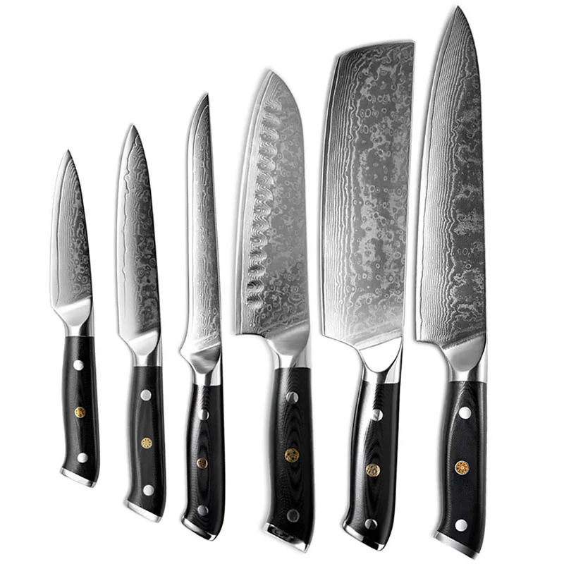 

67 Layers Damascus Steel Kitchen Knives Set Boning Utility Paring Nakiri Chef Japanese Santoku Beautiful Knife With Patterns