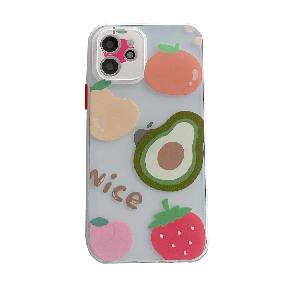

Fashion contrast color transparent fruit style anti-drop phone case, suitable for iPhone 7 8Plus 12 11 Pro Max X XR XS XSMAX