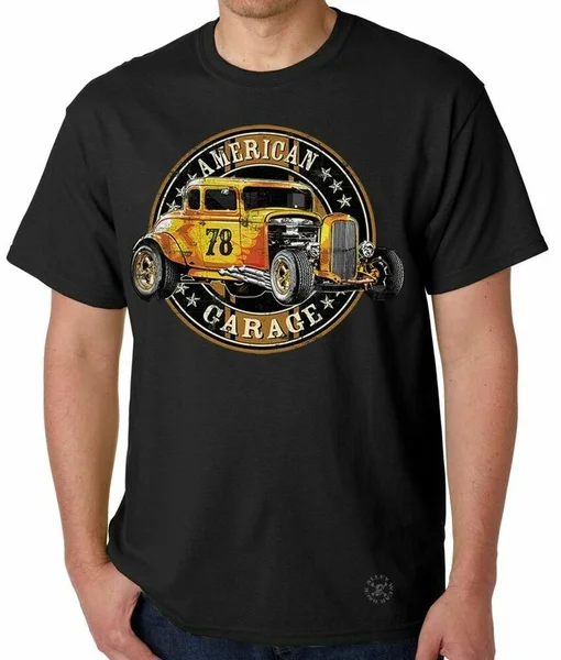 

American Garage T-SHIRT ~ Hot Rat Rod Tee ~ Chop Shop Car Guy