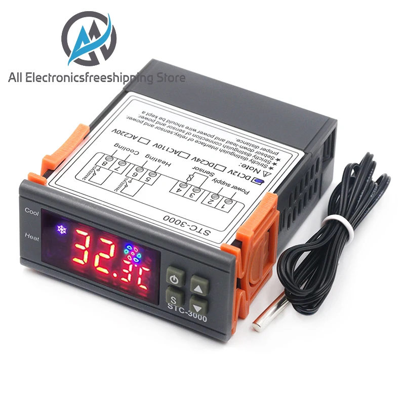 Цифровой термостат STC 1000 терморегулятор для инкубатора с нагревателем и