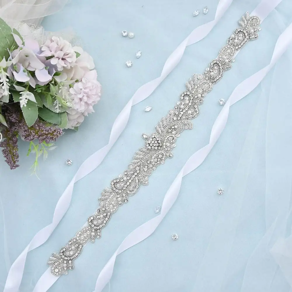 

TRiXY S402 Luxury Indian Silk Jewelry Belt For Bride Bridesmaid Wedding Belt for Women Crystal Bridal Sash Wedding Accessories