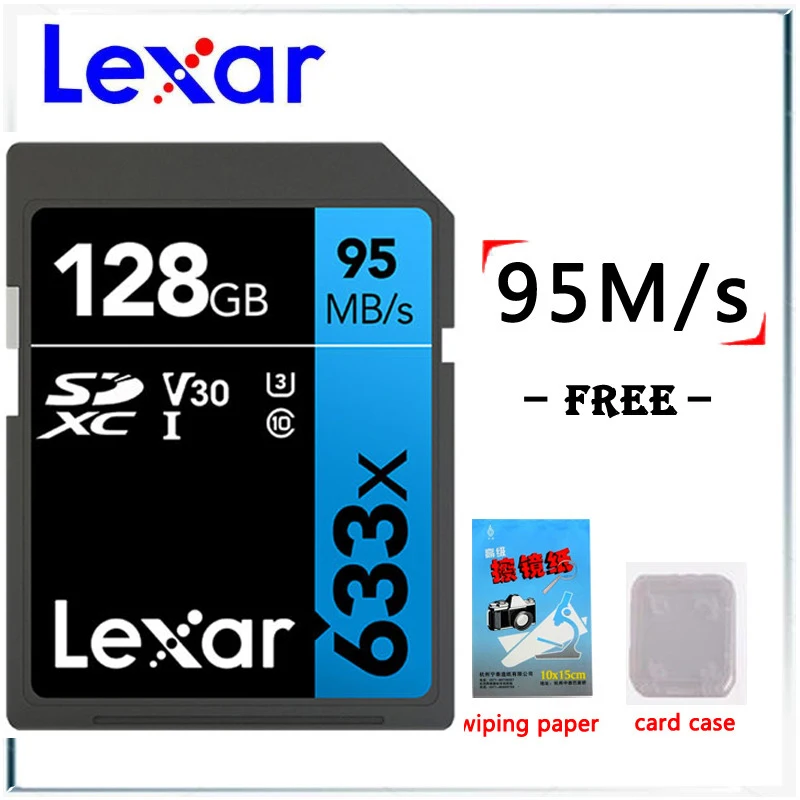 Lexar натуральная 95 МБ/с. 633x sd карту 32/64/128/256/512 ГБ флеш карта SDHC/SDXC U1U3 Class 10 флэш карты