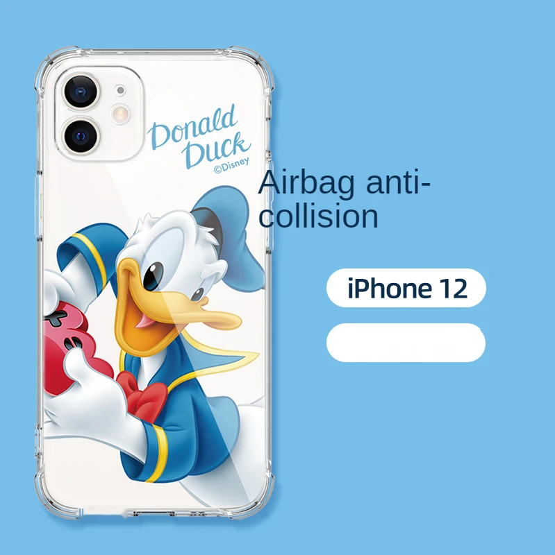 

Disney cartoon Minnie Donald Duck cute phone case for iPhone12/12promax/12mini/11promax couple transparent soft shell phone case