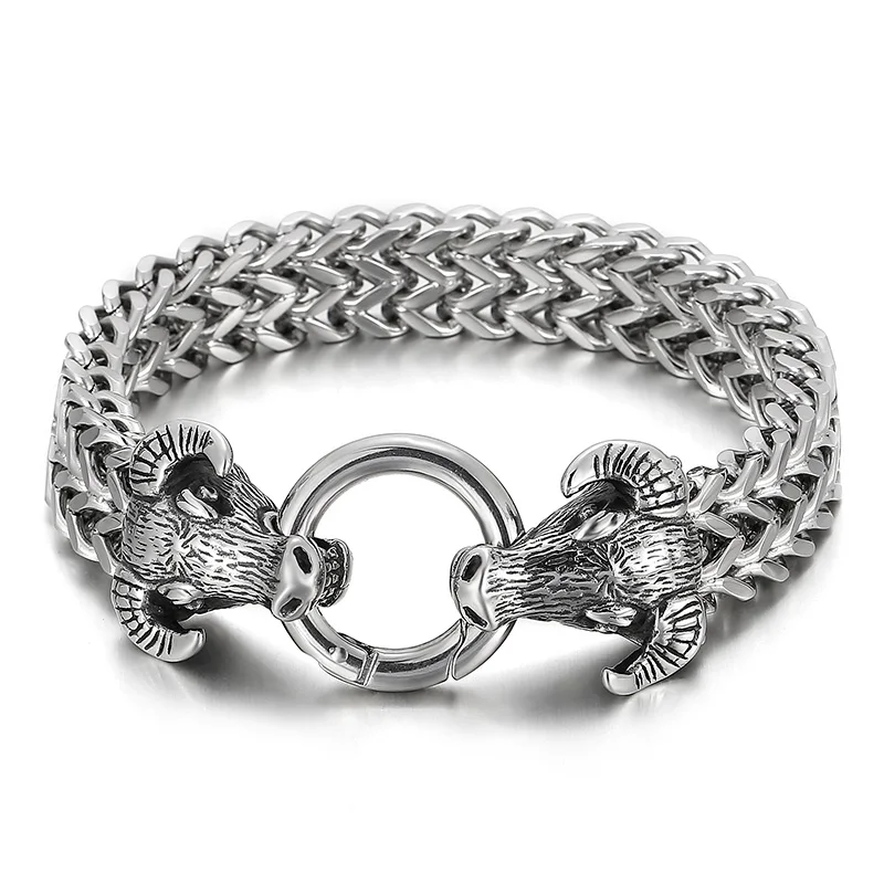 

Vintage Bracelet Zodiac Cattle Pulseras Stainless Steel Chain Animal Wrist Bracelets For Men Jewelry Accessory Boyfriend Gifts